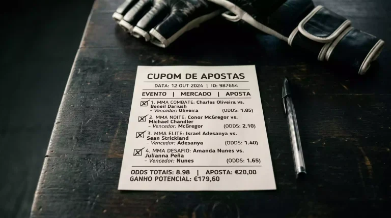 Boletim de apostas desportivas com várias seleções de combates de MMA marcadas