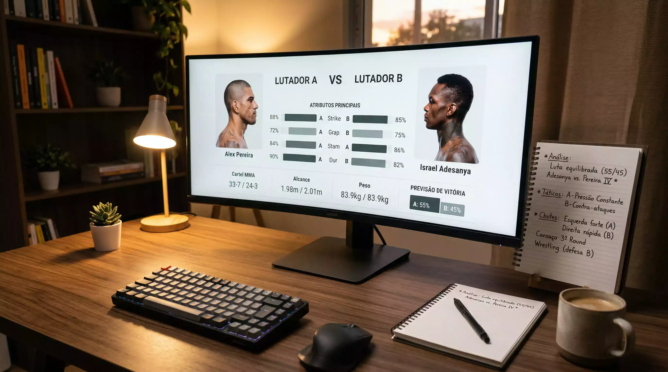 Analista a comparar odds de UFC entre diferentes operadores de apostas num computador